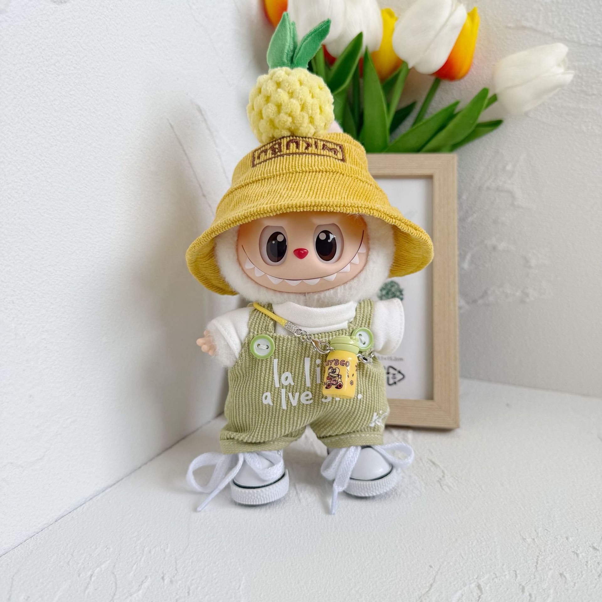 17cm First and Second Generation Labubu Macaron Pendant Clothes Pineapple Baby Suit Sitting Party Baby Clothes