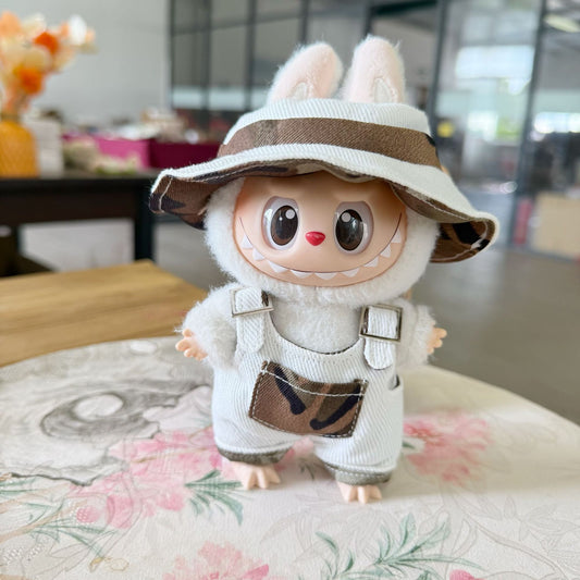 Labu cloth clothes key chain LABUBU for white canvas Denim fisherman hat suit one or two generation doll clothes