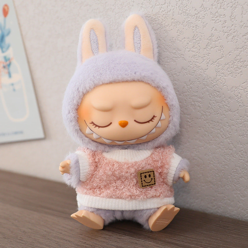 LABUBU Sitting Party Doll Rab Bub Macaron 2nd Generation Sitting Vinyl Doll Dress Dress for Dress