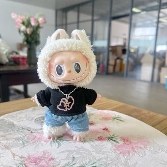 Clothes Only] POPMART Labu Pendant Doll Clothes Blind Box LABUBU suit for Black and White Love T
