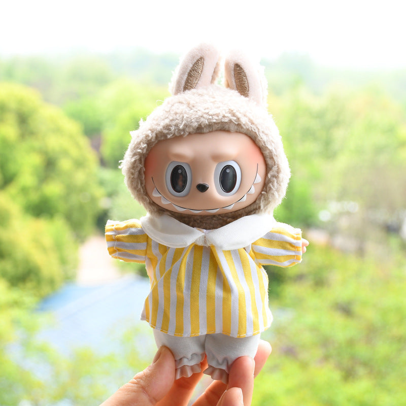 Only baby clothes] 17cm blind box cloth hanging clothes bear corduroy suspenders pants T-shirt key chain baby clothes