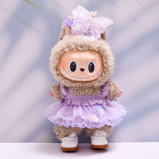 Only baby clothes] one or two generation pendant labubu clothes purple bow flower fairy skirt cloth doll clothes