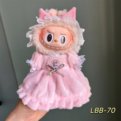 Only clothes for sale cloth baby clothes 17cm plush vinyl labubu sit party generation two generation for suit