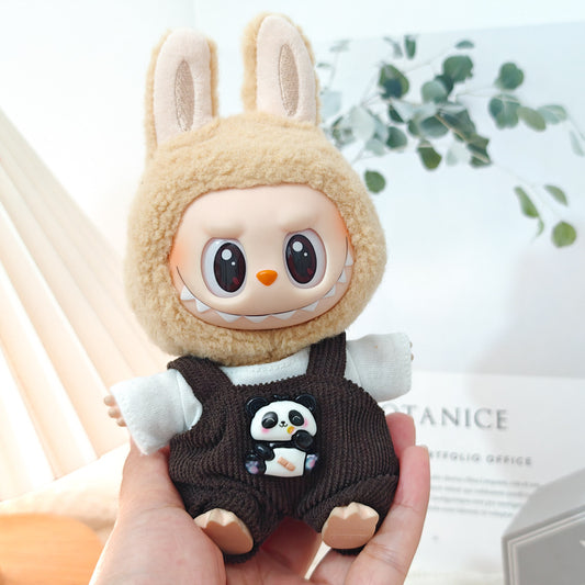 Labubu Doll Outfit Set - Panda Overalls & Hat for 1st & 2nd Gen