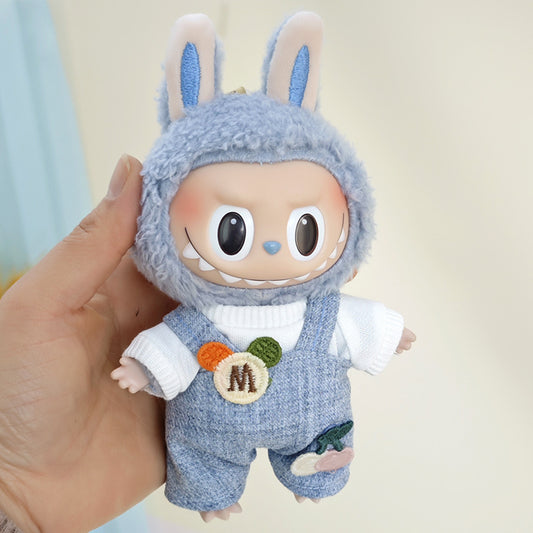 The suspenders are suit suitable for cloth pendant clothes to replace the 17cm Macaron vinyl Labubu doll clothes.