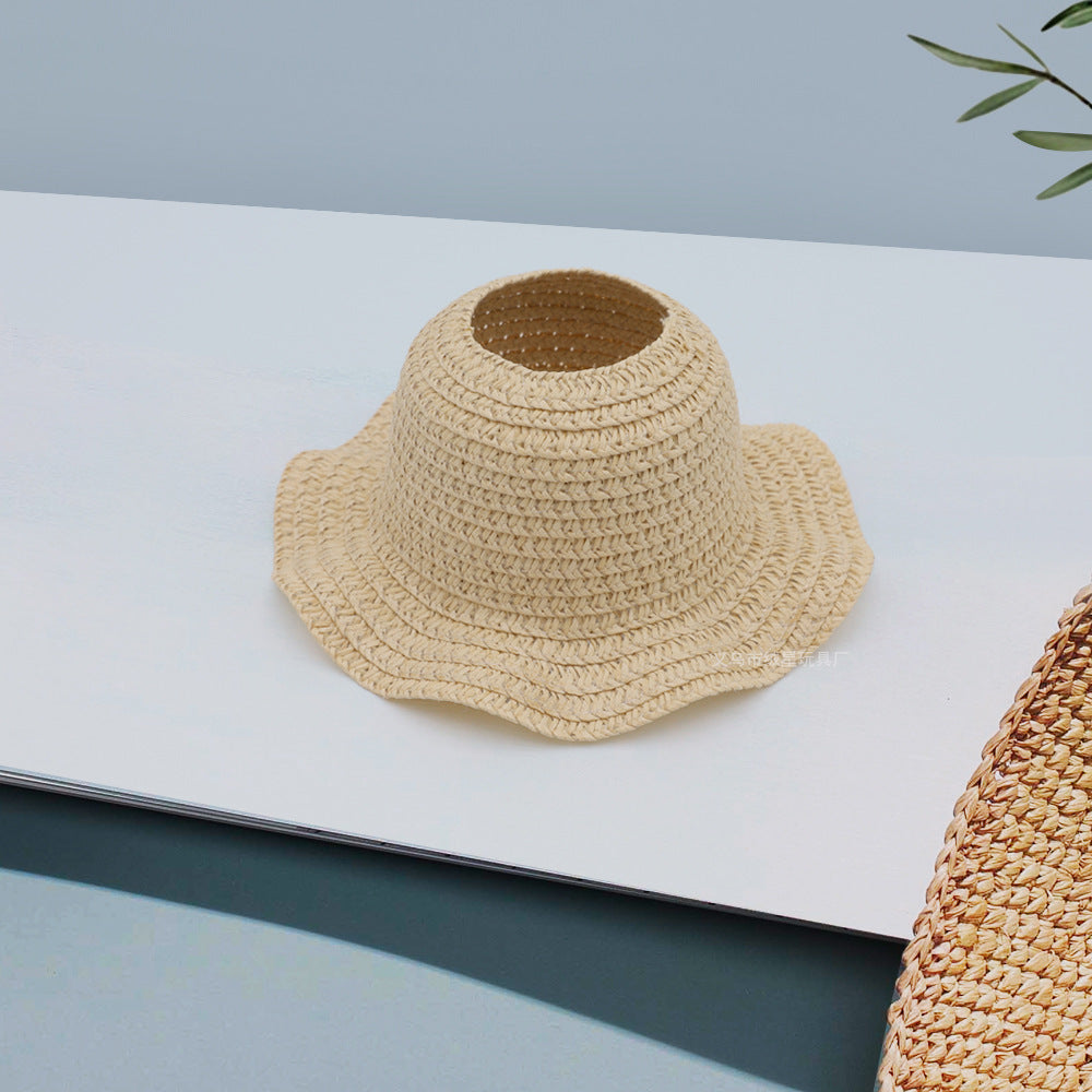 Labubu Empty Top Open Straw Hat Woven Hat Party Clothing Accessories Pastoral Style Labubu Doll Clothes Decorative Matching