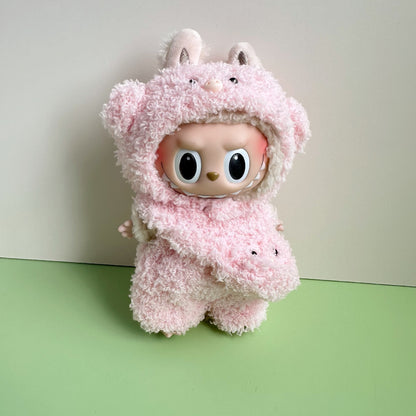 Only clothes] 15CM blind box macaron Labubu clothes Labubu cloud velvet series powder pig elk