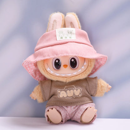 Only clothes] the first and second generation of cloth pendant plaid suspenders suit vinyl Labubu baby clothes