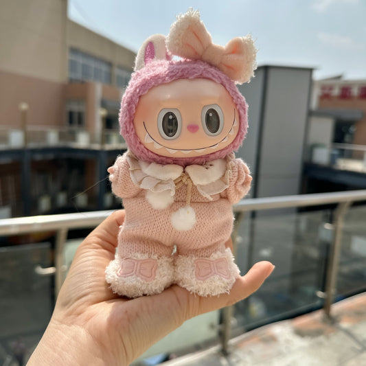 Only clothes] 17CM cloth clothes 15CM doll pink ball sweater bow shoes suit