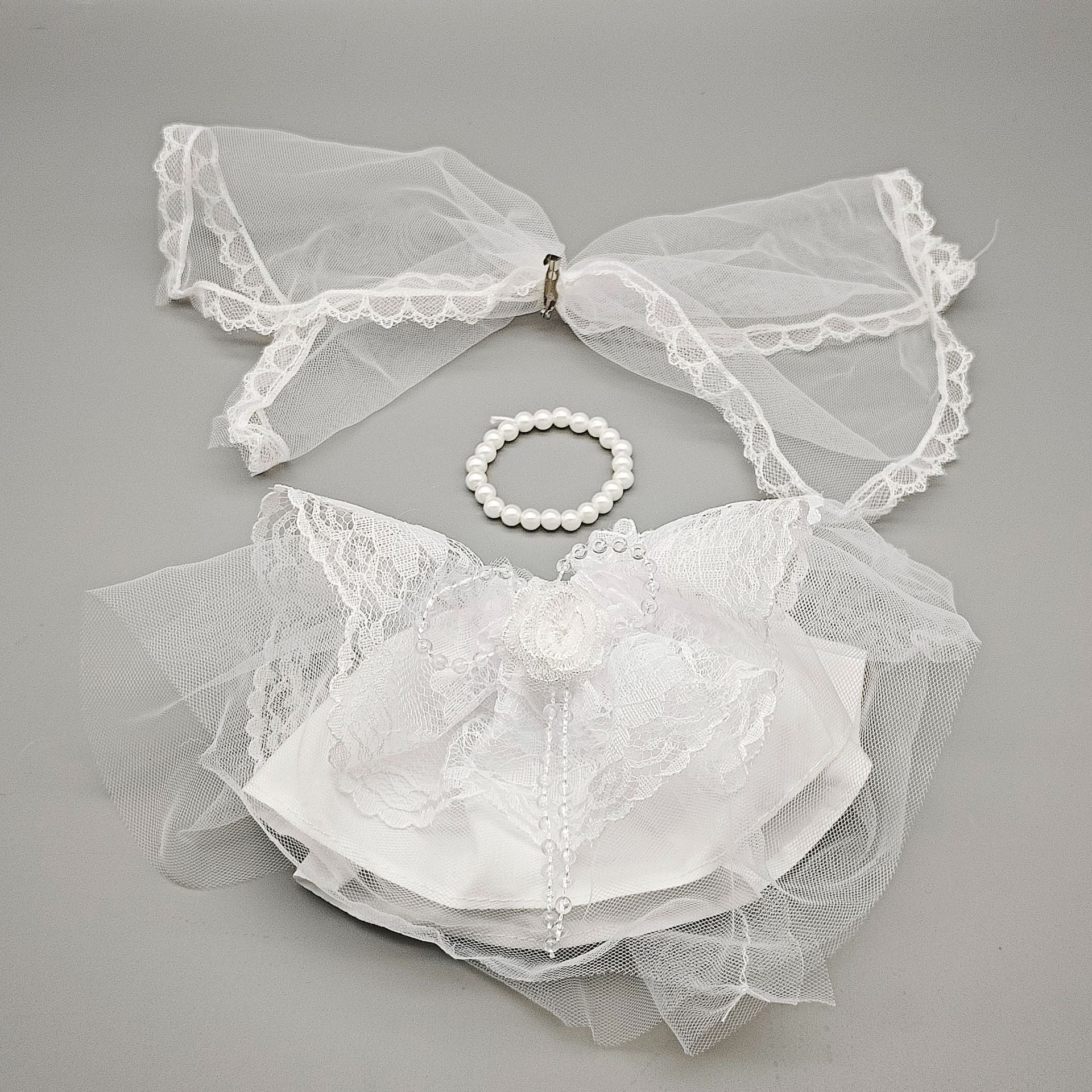 17cm Labubu Cross-Dressing Baby Clothes Macron Wedding Dress Three-Piece Baby Clothes