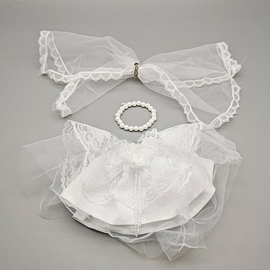 17cm Labubu Cross-Dressing Baby Clothes Macron Wedding Dress Three-Piece Baby Clothes