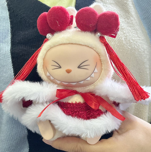 Clothes Only] Second Generation Blind Box Rabub Sitting Party Doll Clothes LABUBU Dress for New Year Cloak Tang Dress
