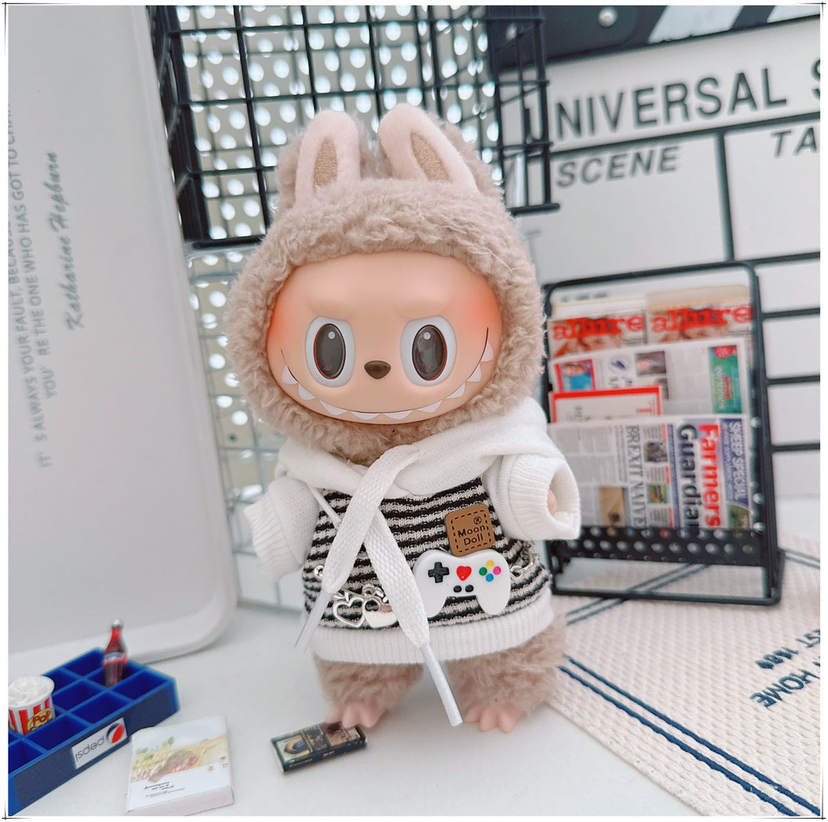 Labubu Doll Outfit - Striped Sweater & Hat Set for 17cm Labubu
