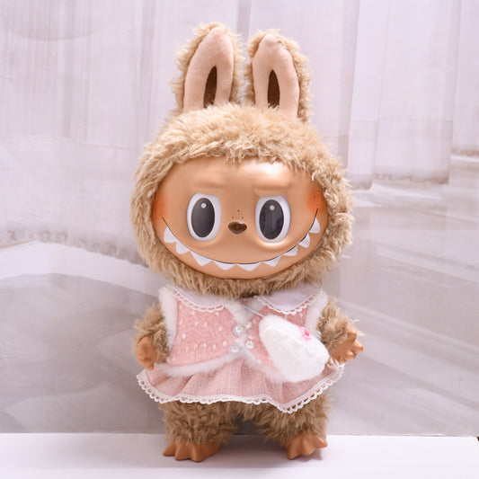 Labubu Doll Outfit - Pink & Green Vest Love Bag Skirt Set for 38cm Labubu
