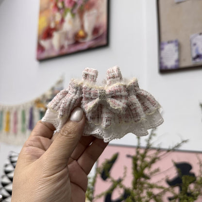 Labubu Doll Dress - Retro Bow Lace Skirt for 10cm-17cm Dolls