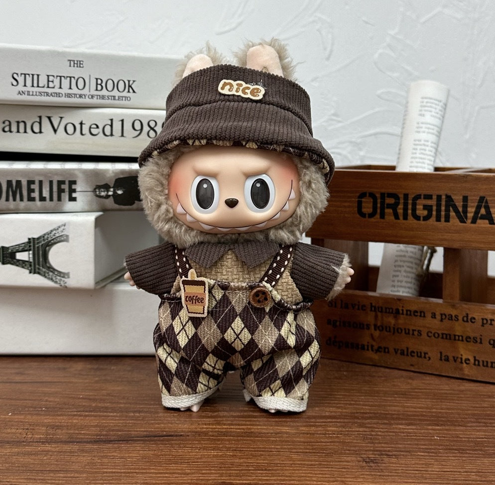 Wholesale labubu doll clothes 17cm pull cloth blind box pendant one or two generation vinyl plush doll suit