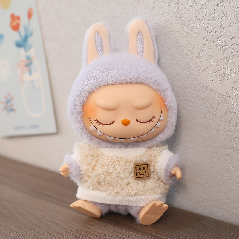 LABUBU Sitting Party Doll Rab Bub Macaron 2nd Generation Sitting Vinyl Doll Dress Dress for Dress