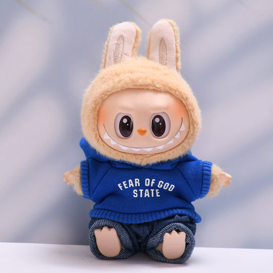 Only clothes] the first and second generation of blind box Labubu pendant clothes hooded vests jeans pull cloth doll clothes