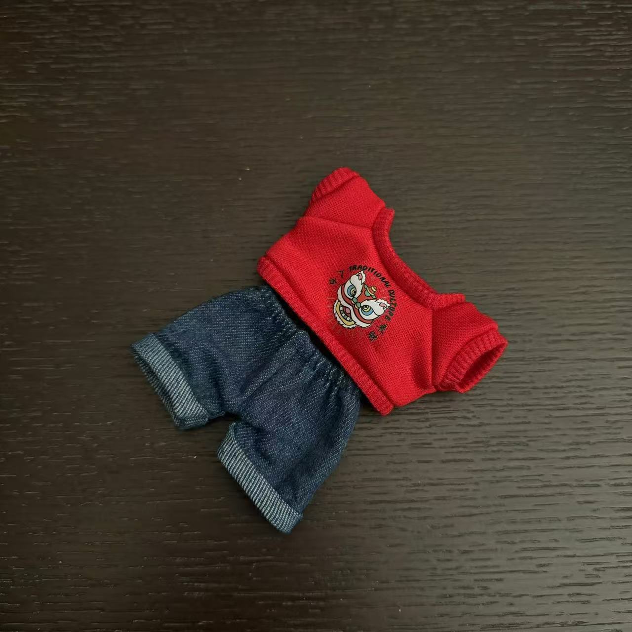 Labubu Doll Outfit - Printed Sweater Suit & Sun Hat for 15-17cm Dolls