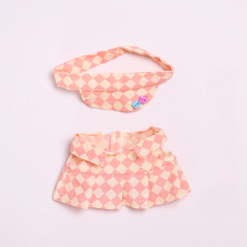 Only clothes] blind box pendant 17cm cloth clothes plaid tennis skirt suit vinyl labubu doll skirt