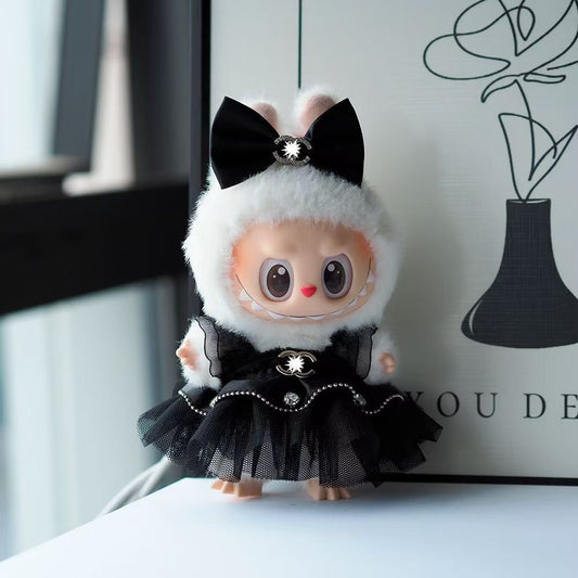 labubu Xiaoxiang Style Skirt Summer Doll Coat Labubu One, Two and Three Generations Sitting Party Clothes Headwear suit