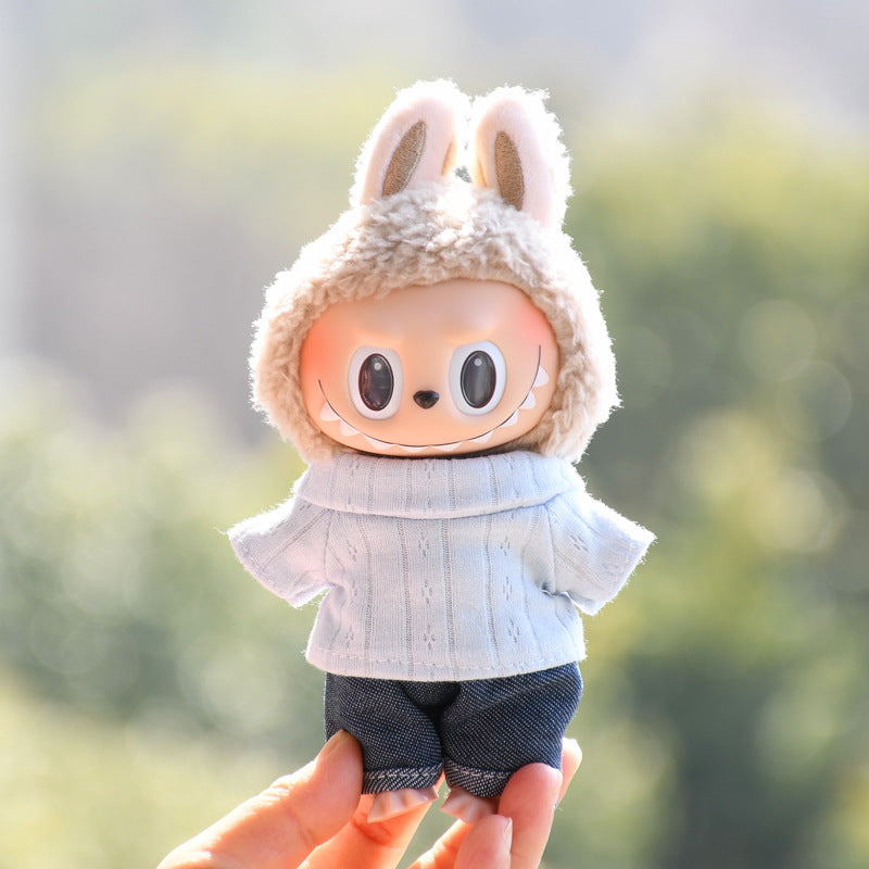 Only baby clothes] 17cm blind box cloth hanging clothes bear corduroy suspenders pants T-shirt key chain baby clothes