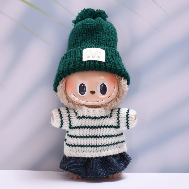 Only clothes] one or two generations of cloth pendant striped sweater hat pants skirt Labubu change baby clothes