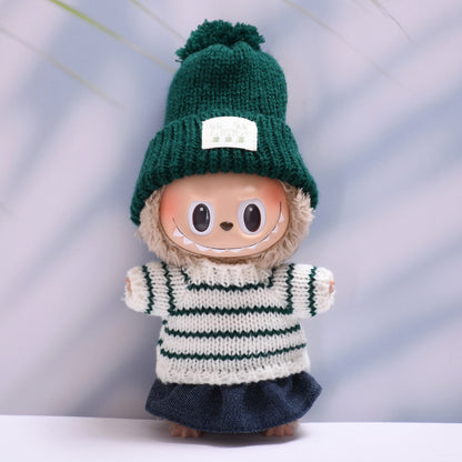 Only clothes] one or two generations of cloth pendant striped sweater hat pants skirt Labubu change baby clothes
