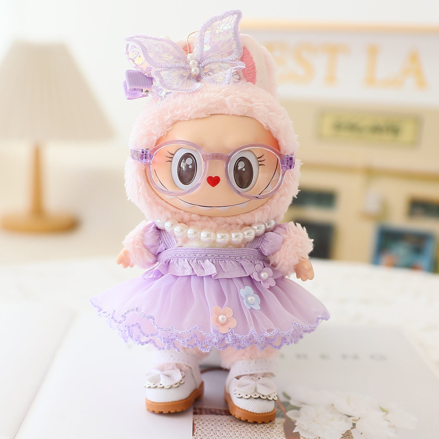 Labubu Labubu Doll Vinyl Blind Box Pendant Sitting Party One, Two and Three Generations Butterfly Veil Dress Accessories