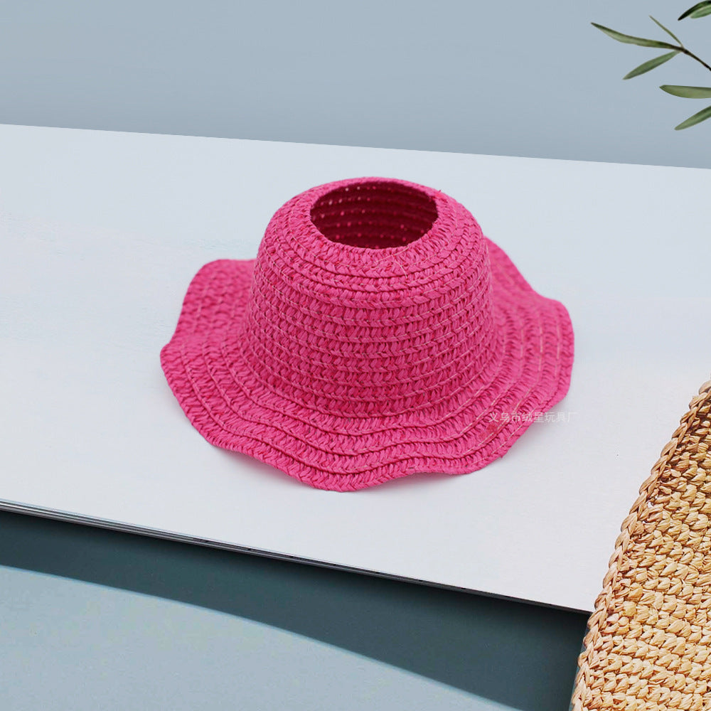 Labubu Empty Top Open Straw Hat Woven Hat Party Clothing Accessories Pastoral Style Labubu Doll Clothes Decorative Matching