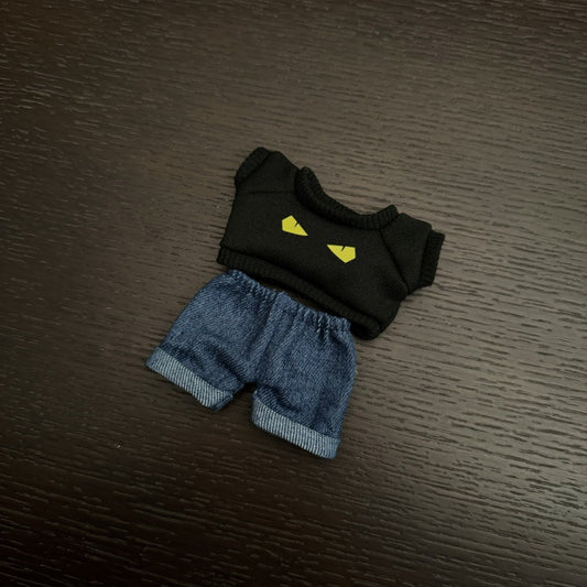 Labubu Doll Outfit - Printed Sweater Suit & Sun Hat for 15-17cm Dolls