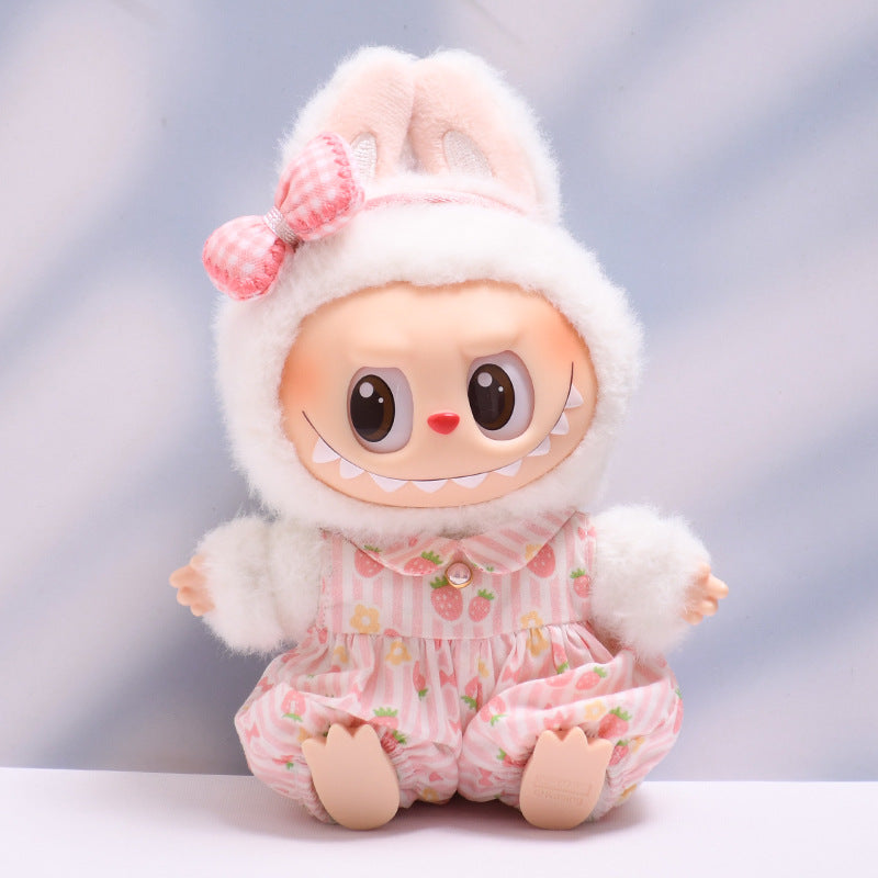 Only baby clothes] one, two and three generations of pendants labubu clothes strawberry jumpsuit suit labubu baby clothes