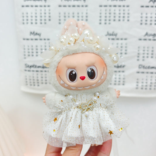 Labubu Doll Sparkling Star Skirt Outfit with Accessories for 17cm Vinyl Doll