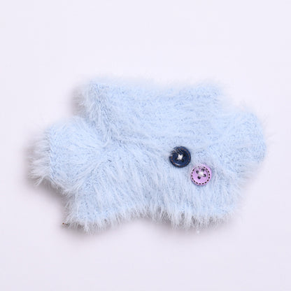 Labubu Doll Outfit - Furry Button Top & Denim Skirt/Jeans for 2nd Gen Pendant