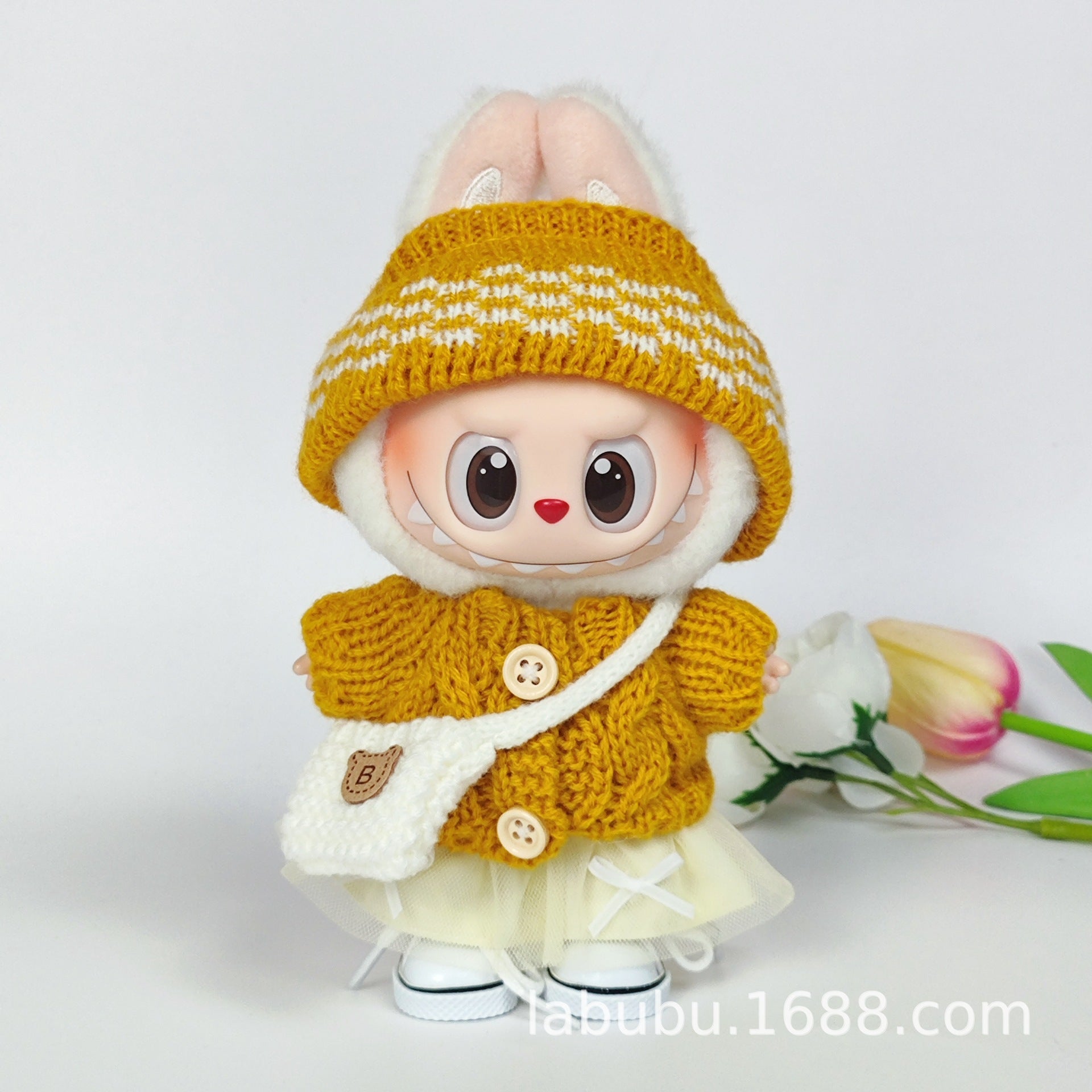 Labubu Doll Outfit - 17cm Sweater, Skirt & Bag Set for 1st-3rd Gen