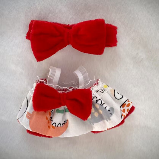 Labubu Doll Carmen Bow Dress Outfit - Big Red New Year Holiday Clothes