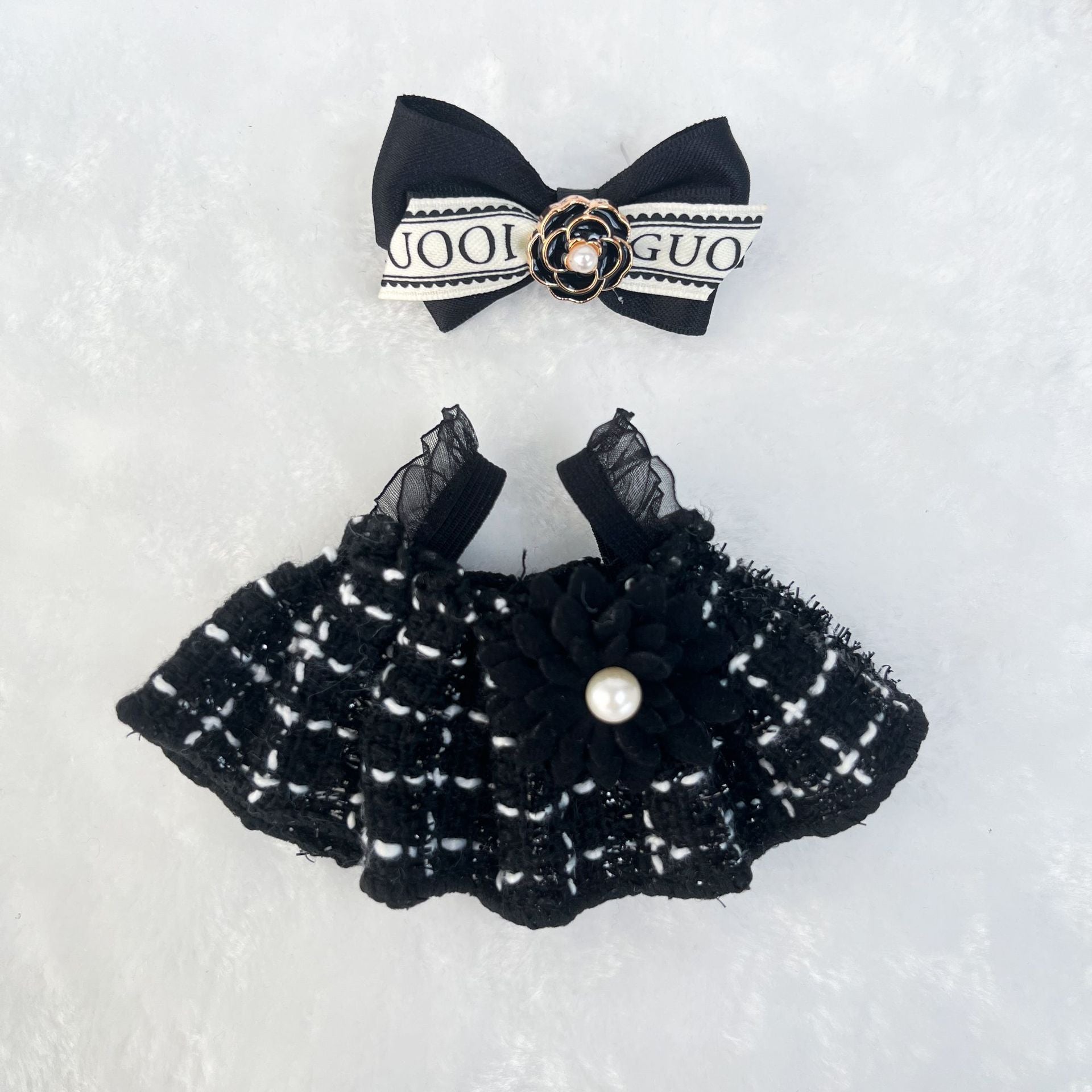 Labubu Doll Clothes - Black Straw Hat & Bow Suit for 1st & 2nd Gen Dolls