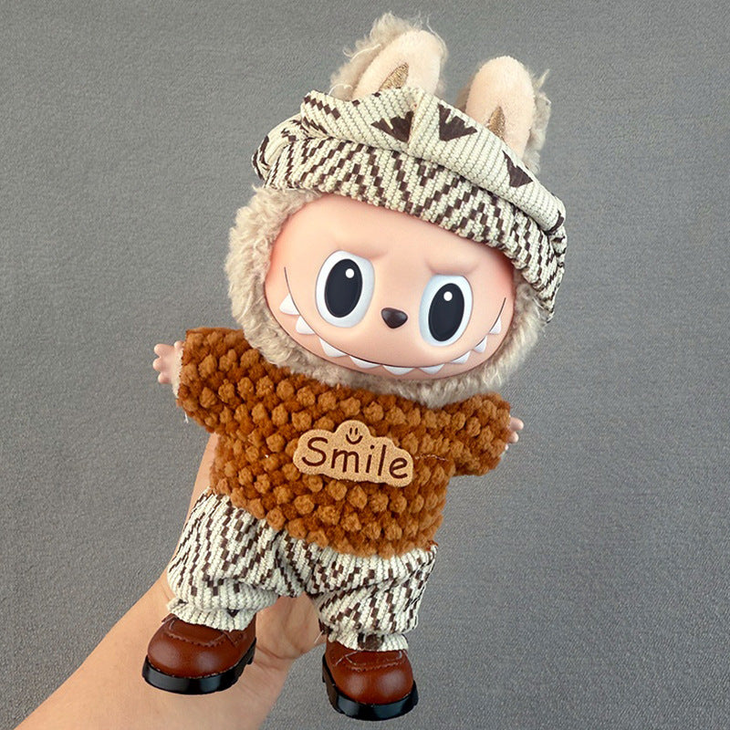 New 17CM Labubu Pendant for Baby Clothes high quality Labubu Blind Box Pendant Doll Clothes Decorative suit