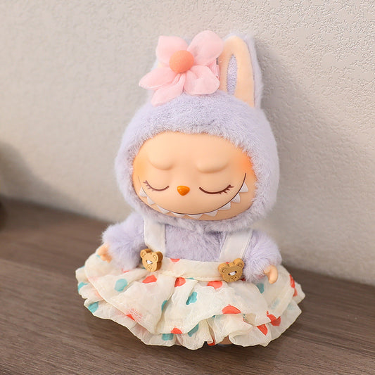 Generation II Blind Box Labubu Pendant Clothes Rab Cloth Sit Clothes Baby Clothes Pink Love Bear dress