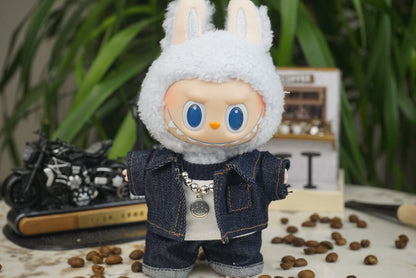 Labubu Doll Denim Outfit Set for 17cm Vinyl Doll - Valentine's Day Gift
