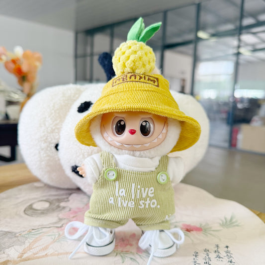 17cm First and Second Generation Labubu Macaron Pendant Clothes Pineapple Baby Suit Sitting Party Baby Clothes