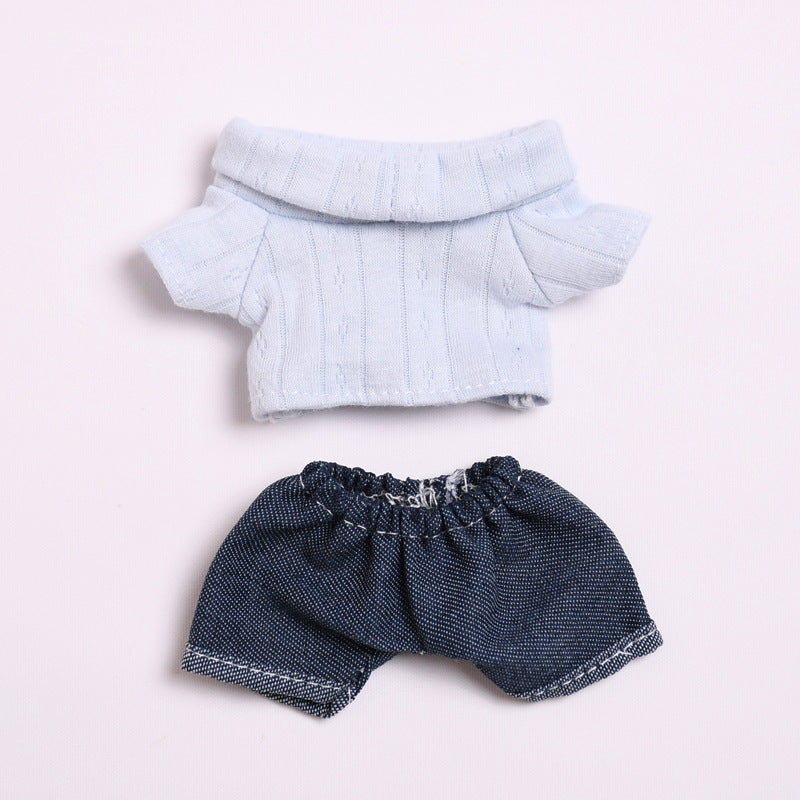Labubu Doll Clothes - 17cm Casual T-Shirt & Jeans Outfit for Vinyl Dolls