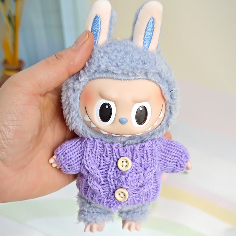 Sweater suitable for pulling cloth pendant clothes for knitted sweater 17cm labubu pendant doll clothes replacement