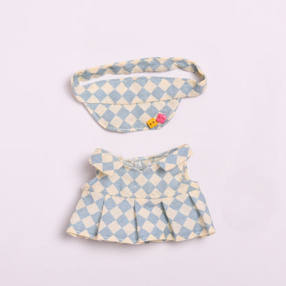 Only clothes] blind box pendant 17cm cloth clothes plaid tennis skirt suit vinyl labubu doll skirt