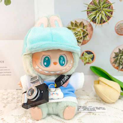 Labubu Doll Outfit - Bunny Pink & Cloud Blue Sweatshirt with Peaked Cap & Accessories