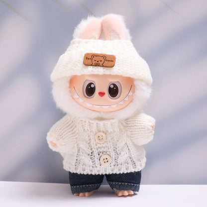 Labubu Doll Button Sweater & Hat Outfit Set for 1st & 2nd Gen Pendants
