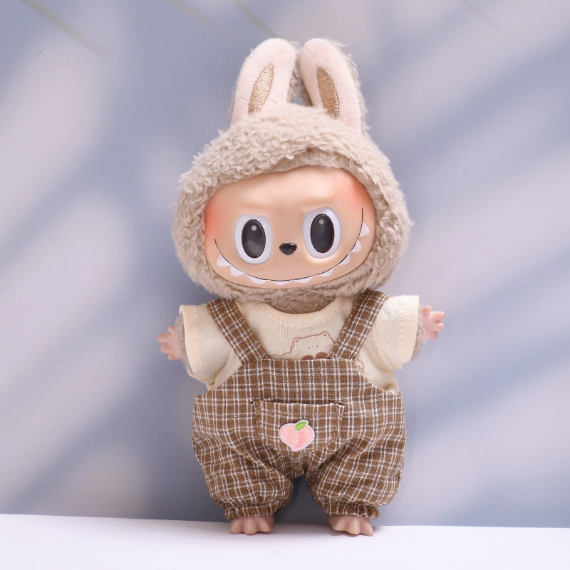 Only clothes] the first and second generation of cloth pendant plaid suspenders suit vinyl Labubu baby clothes