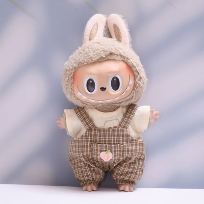 Only clothes] the first and second generation of cloth pendant plaid suspenders suit vinyl Labubu baby clothes