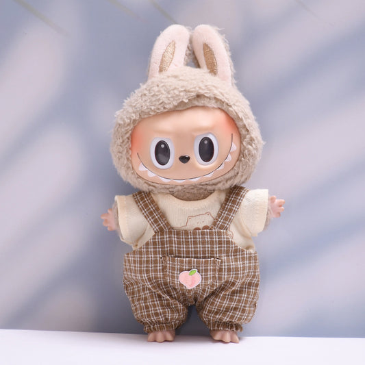 Only clothes] the first and second generation of cloth pendant plaid suspenders suit vinyl Labubu baby clothes