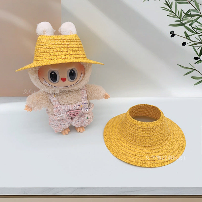Labubu Empty Top Open Straw Hat Woven Hat Party Clothing Accessories Pastoral Style Labubu Doll Clothes Decorative Matching